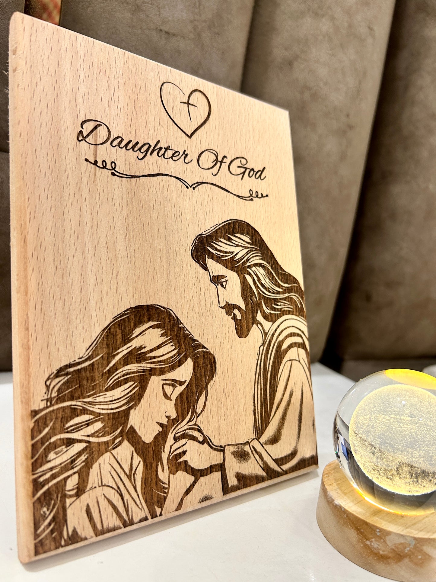 Faith Etched Forever – Daughter of God Wooden Engraving