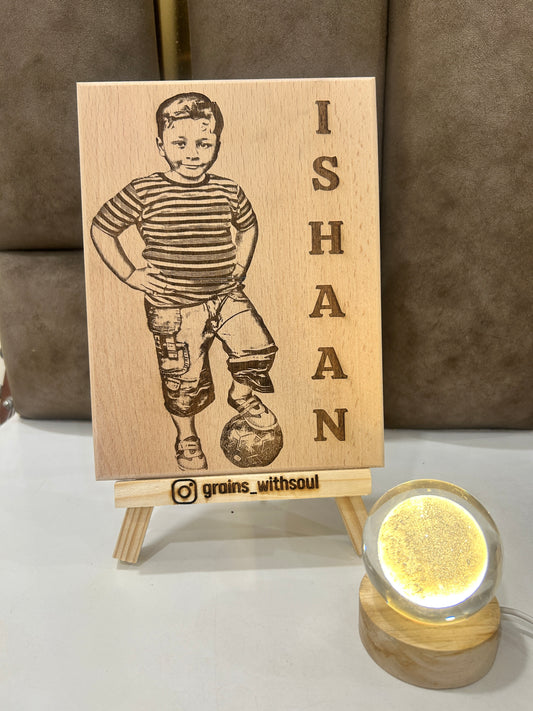 A Soulful Handcrafted Wooden Nameplate – Artfully Engraved by Grains with Soul